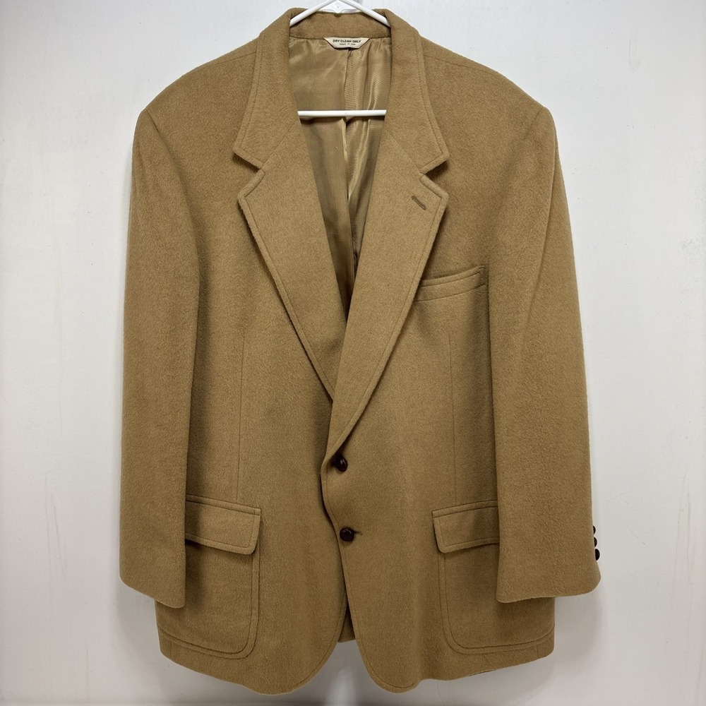 Vtg Barrister Sport Coat‎ Men's 48R Tan 100% Camelhair Blazer Business Casual